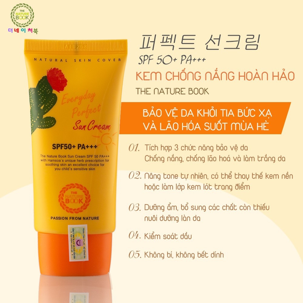 Kem chống nắng SPF50+PA+++ Everyday Perfect Sun Cream The Nature Book 70g