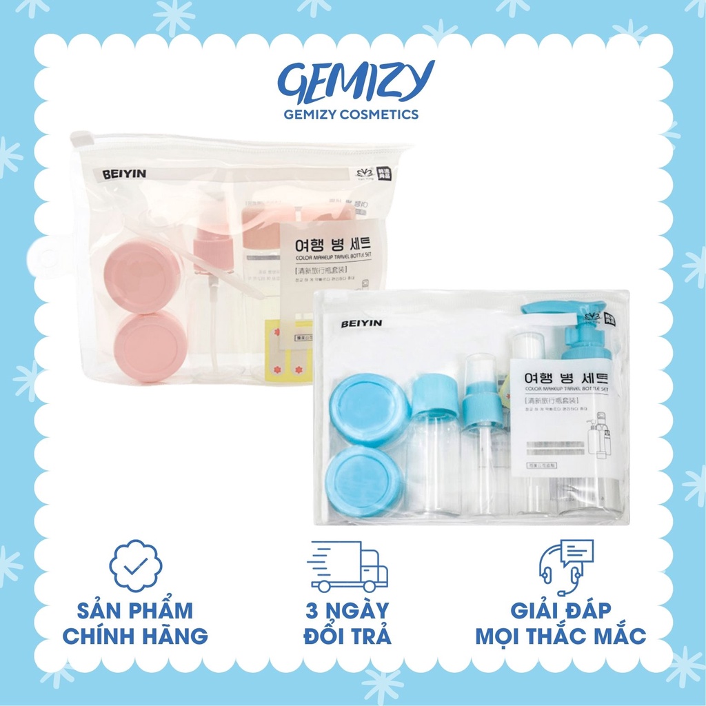 Bộ chiết mỹ phẩm du lịch mini 5-7 món, chiết nước hoa dầu gội sữa tắm travel - Gemizy Shop