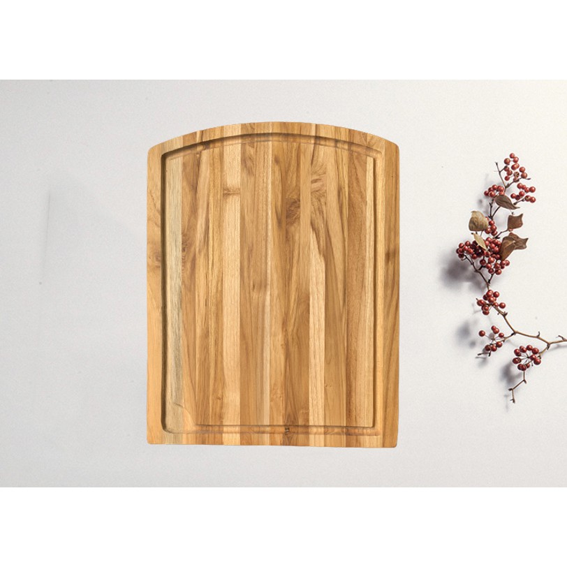 Thớt gỗ teak hình chữ nhật có rãnh có lỗ 38 x 27 CM - Wood Cutting Boards Hàng Xuất Khẩu Châu Âu Home Decor