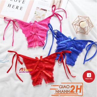 Quần lót nữ xẻ đáy sexy freesize, quần chip ren khoét đáy gợi cảm xì lip cột dây giá sập sàn shopee 2085