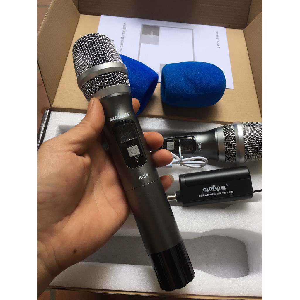 Micro karaoke đa năng không dây Glosrik k84 cao cấp , chống hú , tiếng sáng , sạch ,mic hút , thích hợp nhiều thiết bị