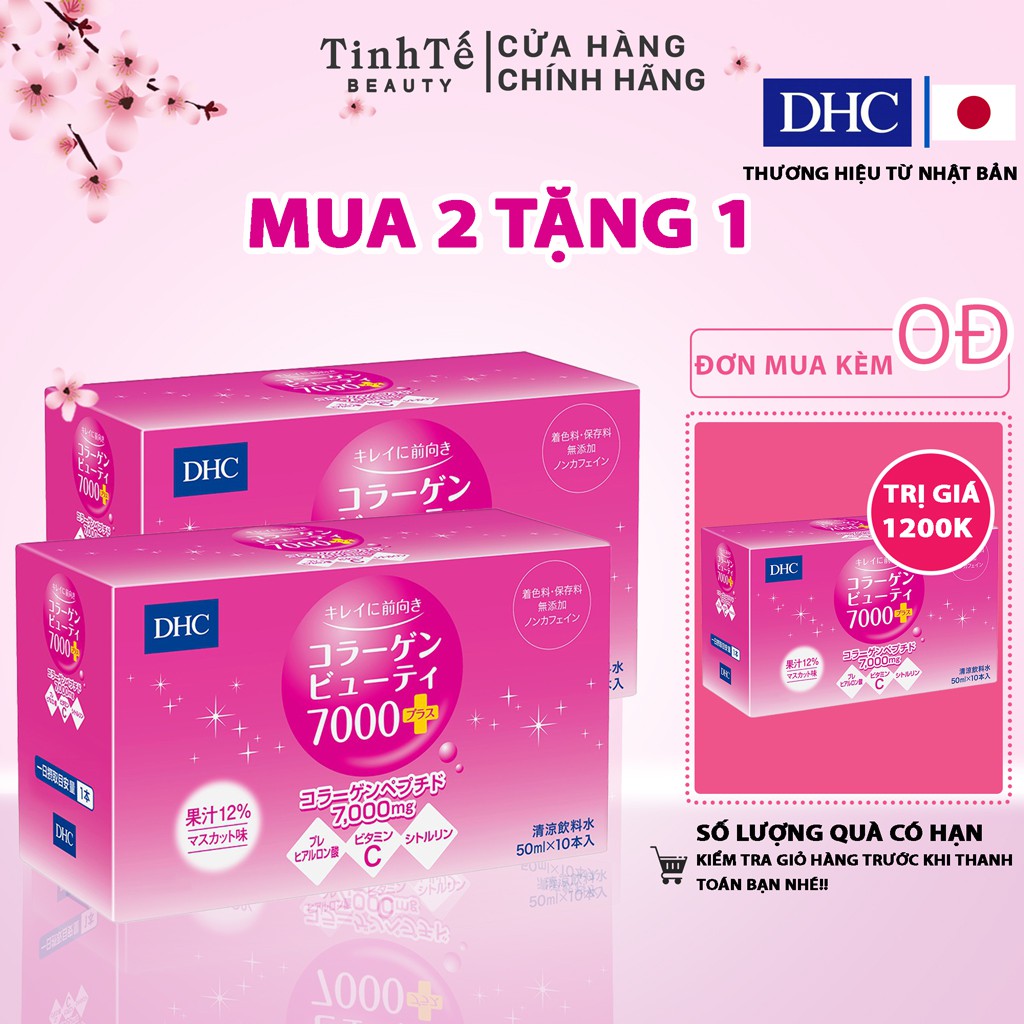 Bộ 2 hộp collagen nước DHC Nhật Bản Collagen Beauty 7000 Plus 500ml (50ml x 20 lọ)