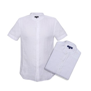 [GIẢM 30K CHO ĐƠN >=250K] Áo Sơ Mi Linen Cổ tròn Tay ngắn Màu trắng LN003