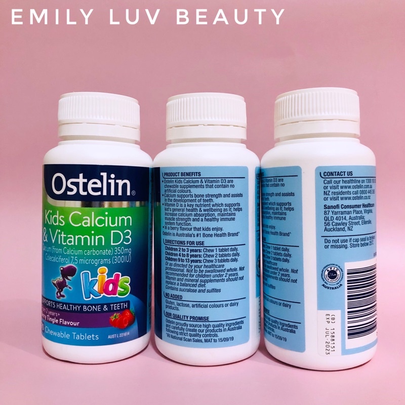 Ostelin Canxi + Vitamin D3 Kids úc kẹo 90v