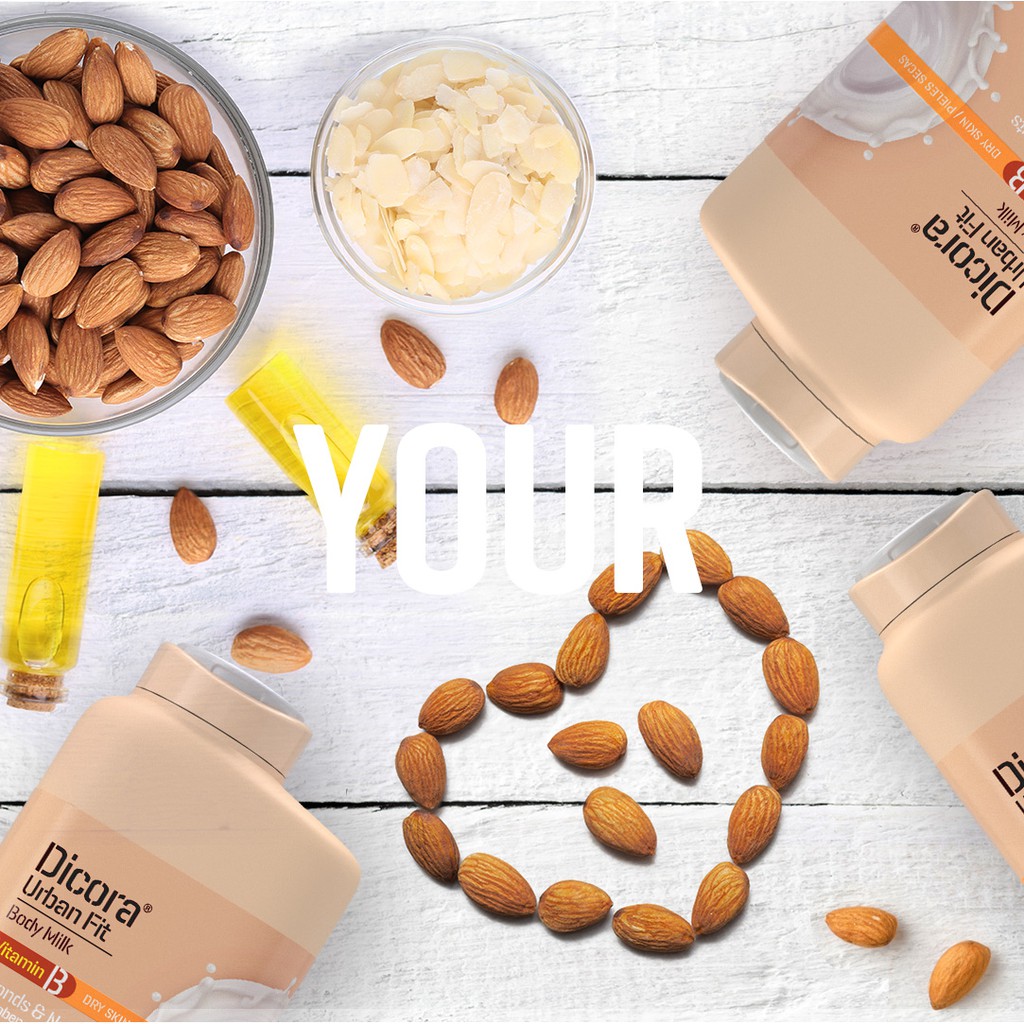 Sữa dưỡng thể Dicora Urban Fit almonds & nuts vitamin B hạnh nhân & các loại hạt 400ml gíup làn mịn màng, căng bóng | BigBuy360 - bigbuy360.vn