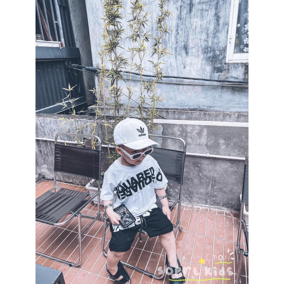 Set bộ quần đùi áo thun bé trai họa tiết DSQ vải cotton mềm mịn, thoáng mát SAMY KIDS