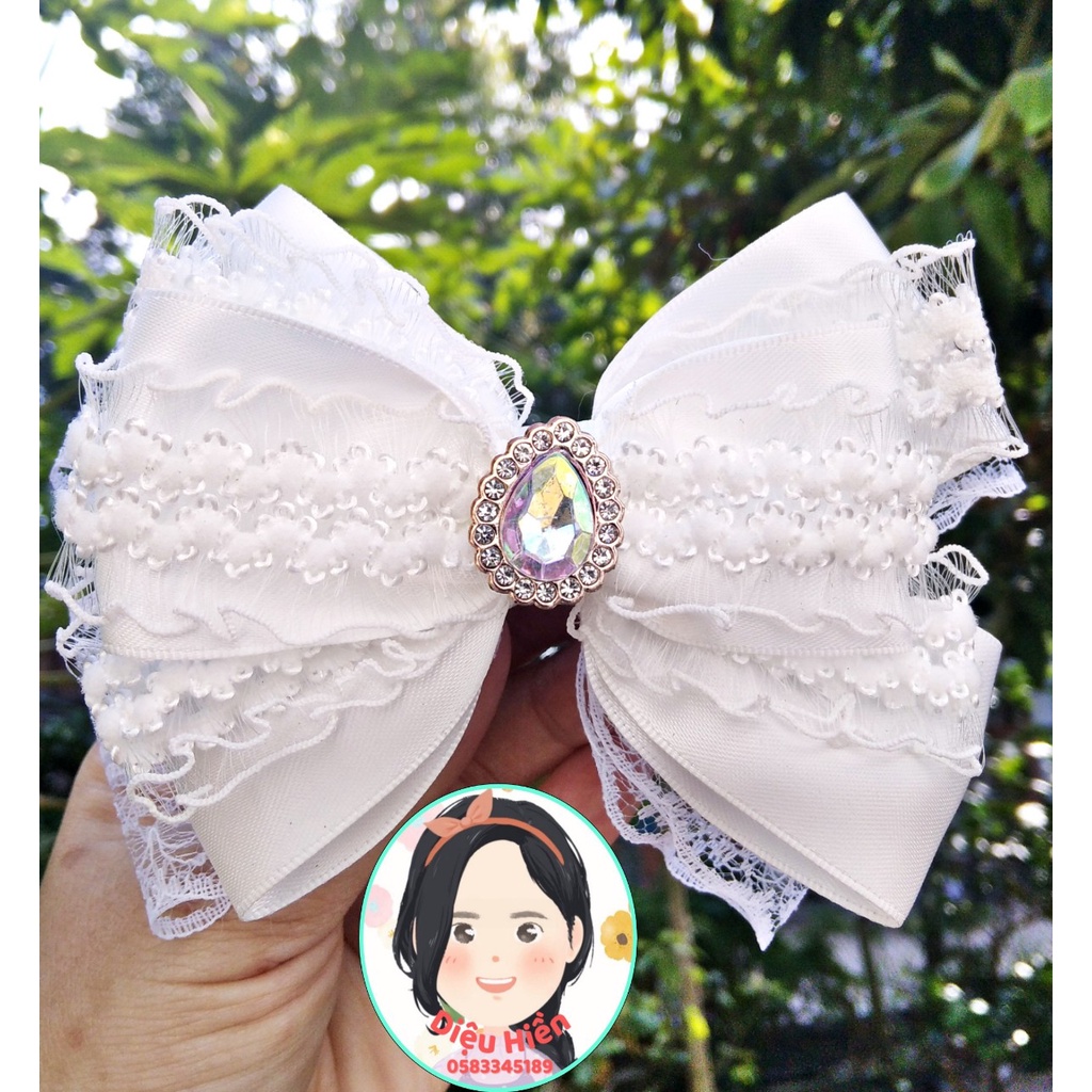 Kẹp tóc handmade - Kẹp công chúa trắng