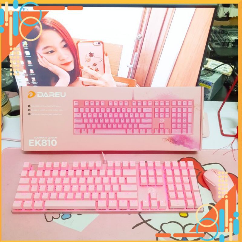 Bàn Phím Cơ Dareu Ek810 Queen Pink 104KEY - Bảo hành chính hãng 24 tháng