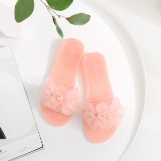 ❉Dép Lê Thời Trang Dạo Phố Sành Điệu❉ Dép Xỏ Ngón Chống Trượt Quai Trong Suốt Đính Hoa Thời Trang Mùa Hè Hàn Quốc Cho Nữ