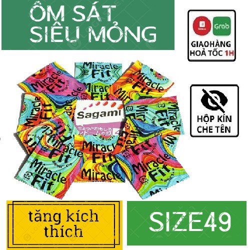 Bao Cao Su Sagami Miracle Fit hình 3D,[CHÍNH HÃNG 100%] (10 bao), Nhật Bản, Siêu mỏng_Lằn thắt 6 vòng_Độc đáo mới lạ