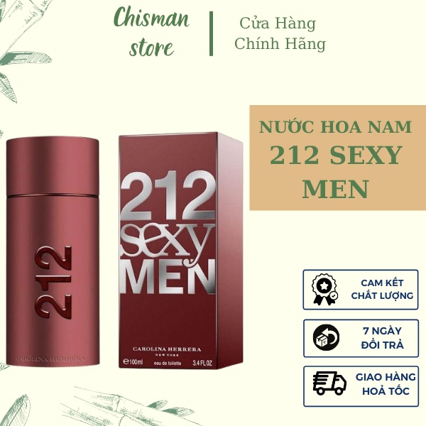 Nước hoa nam Carolina Herrera 212 SEXY MEN EDT 100ML- Hương thơm nam tính và mạnh mẽ, lưu hương lâu-Chisman Chisman