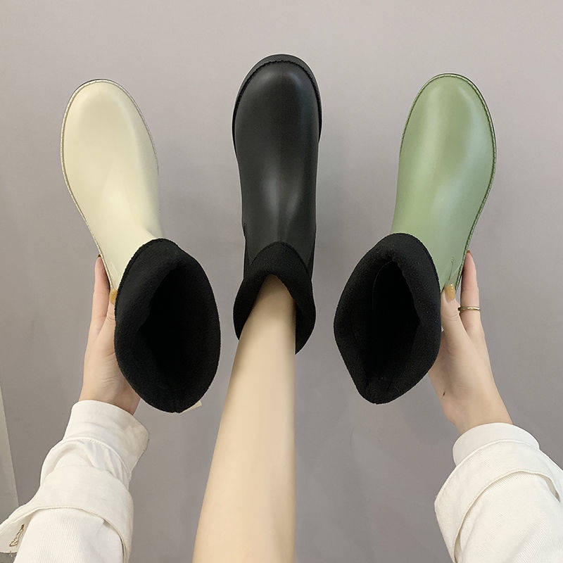 Ủng Đi Mưa Cổ Thấp Lót Nhung Chống Trượt Thời Trang Cho Người Lớn