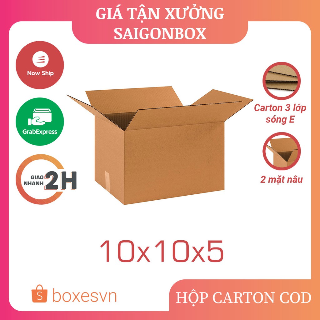 Combo 50 thùng hộp carton size 10x10x5 cm để đóng gói hàng hóa