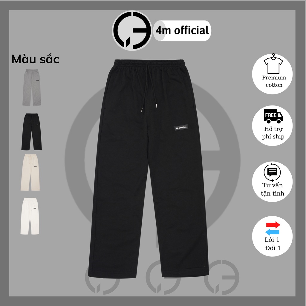 Quần thun ống suông ống rộng nam nữ 4M OFFICIAL, Quần Basic Track Pants chất nỉ cao cấp