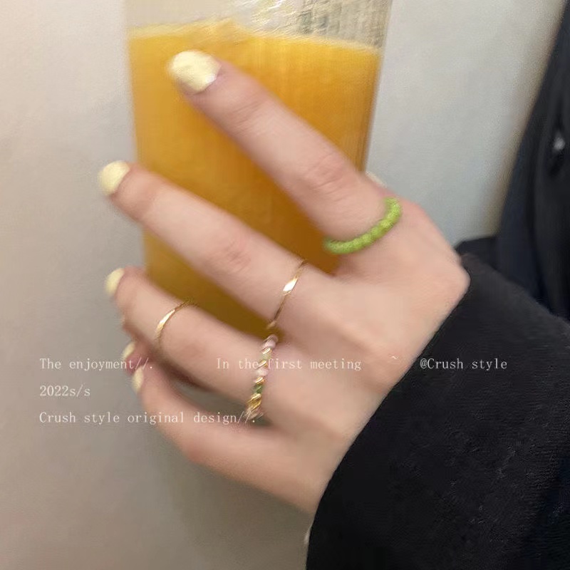 iF YOU Bộ Nhẫn Hình Bướm Đính Ngọc Trai Phong Cách Hàn Quốc Cổ Điển Thời Trang Cho Nữ