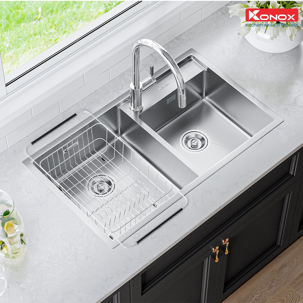 Chậu rửa bát inox KONOX Overmount Series KN8248DO, 820*480*228mm