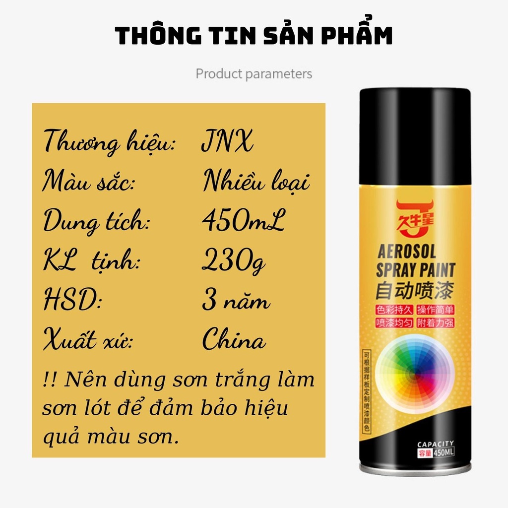 Bình sơn xịt nhiều màu 450ml JNX, chống gỉ cho kim loại