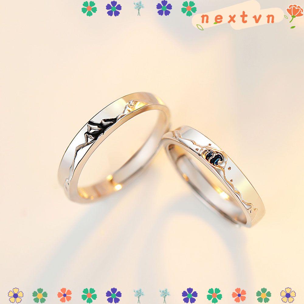Nhẫn mạ S925 hình núi và biển thời trang lãng mạn cho cặp đôi