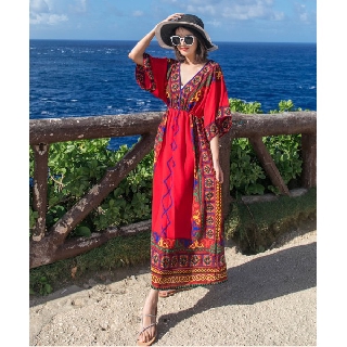 [Hàng Sẵn] Đầm maxi Oralie họa tiết thổ cẩm phong cách boho nổi bật