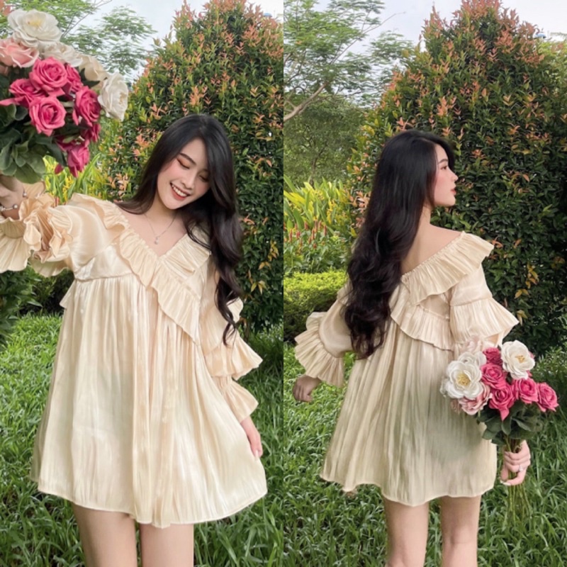 ĐẦM KIỂU BETTA DRESS tay phồng thiết kế bánh bèo sang chảnh thoải mái form suông chuẩn dễ mặc chất vải organza