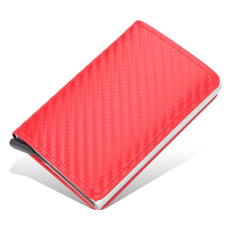 Ví Ngắn Đựng Thẻ Bằng Kim Loại Nhôm Họa Tiết Kẻ Sọc Chống Trộm Phong Cách Âu Mỹ RFID Cho Nam Và Nữ