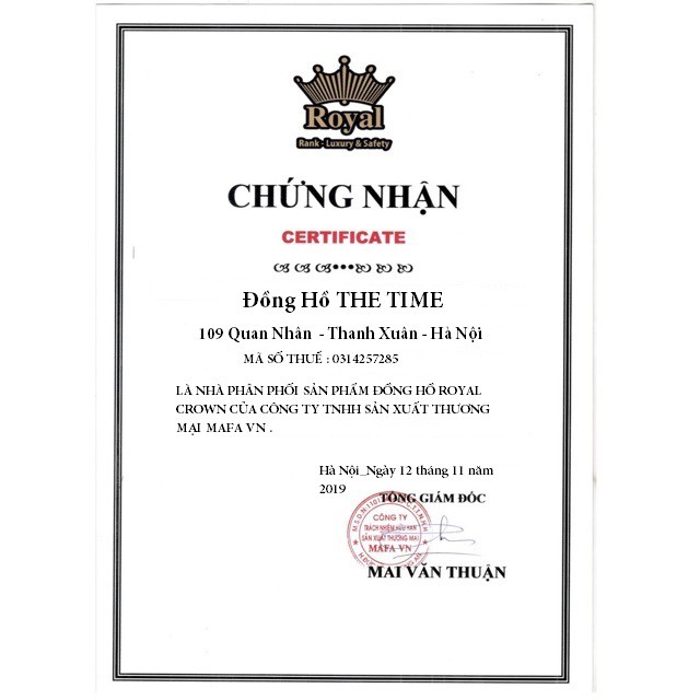 Đồng hồ Nữ chính hãng Royal Crown Vuông 6104 Dây da