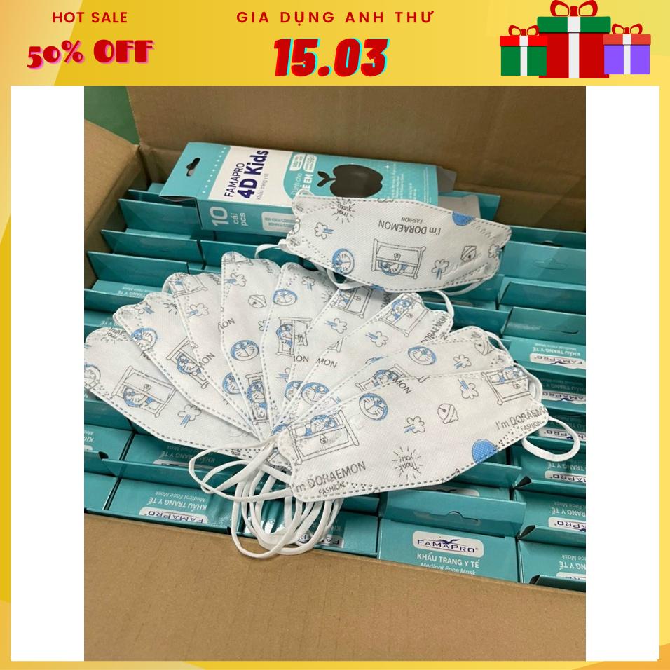 Một thùng 500 cái khẩu trang y tế 4D cao cấp trẻ em 3 lớp kháng khuẩn Famapro (Nam Anh)