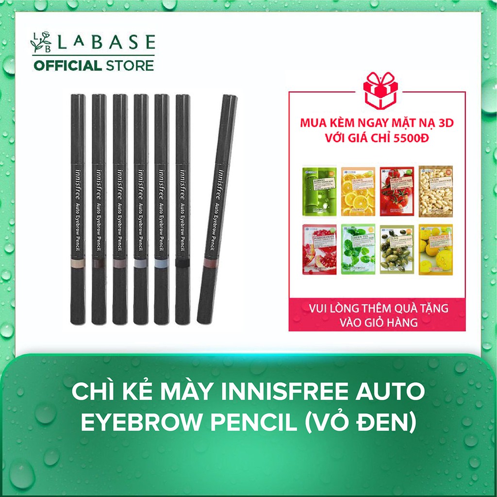 Chì kẻ mày innisfree Auto Eyebrow Pencil (vỏ đen)