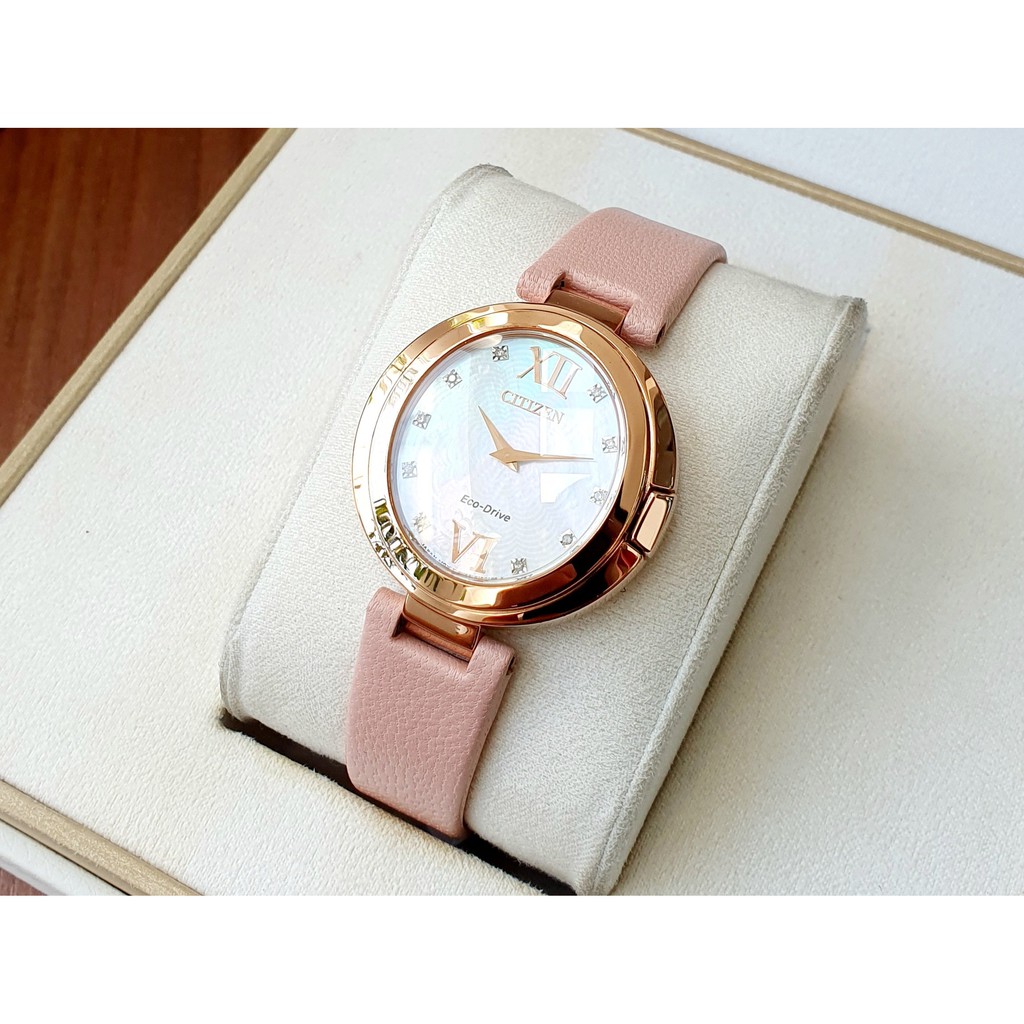 Đồng hồ Nữ Citizen Eco-Drive Women's Capella Diamond Accent Leather Watch EX1513-18D