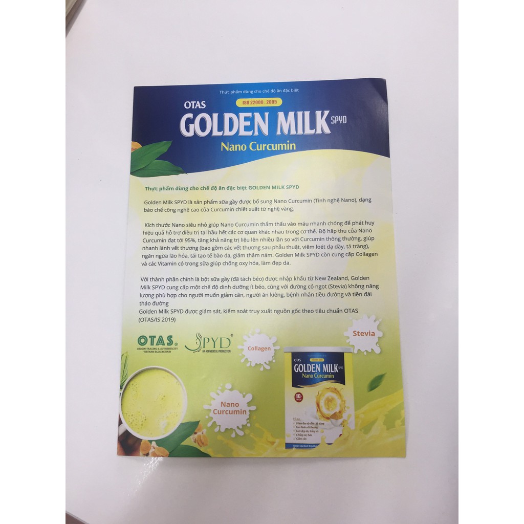 Sữa nghệ NANO CUCURMIN GOLDEN MILK SPYD