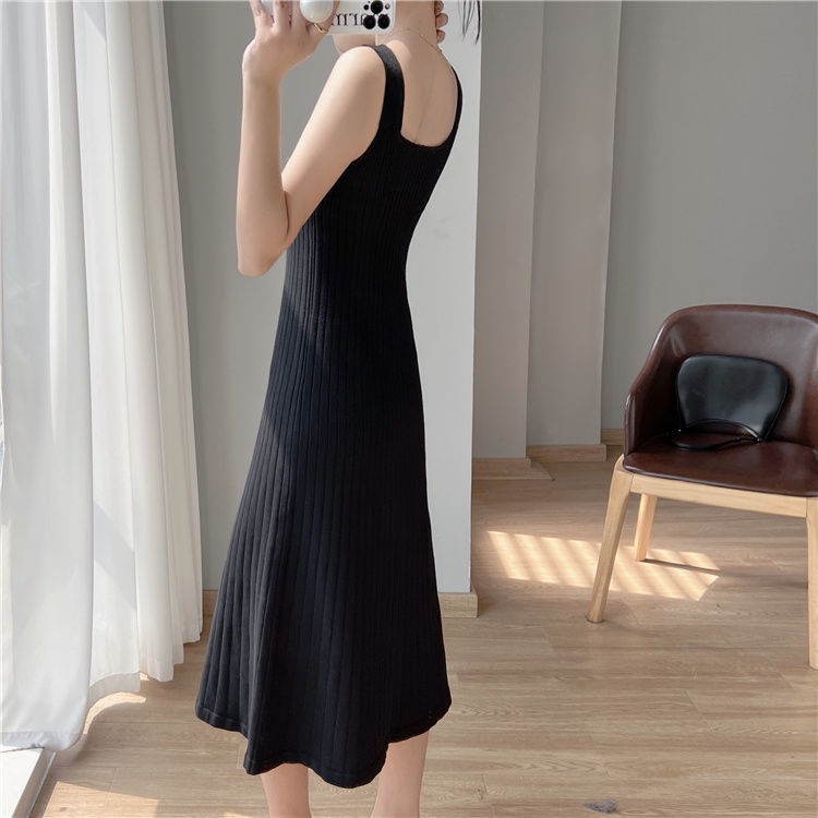 Đầm Dệt Kim Hai Dây Dáng Chữ A Cổ Vuông Xinh Xắn Dành Cho Nữ