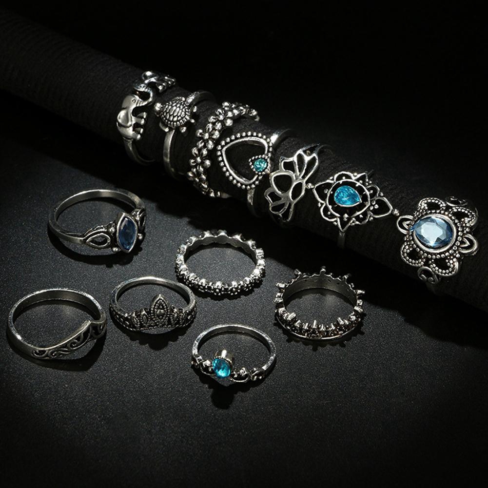 13 chiếc Sky Blue Crystal Rùa Nhẫn Finger Knuckle Midi Ring sức Trang boho M7X0