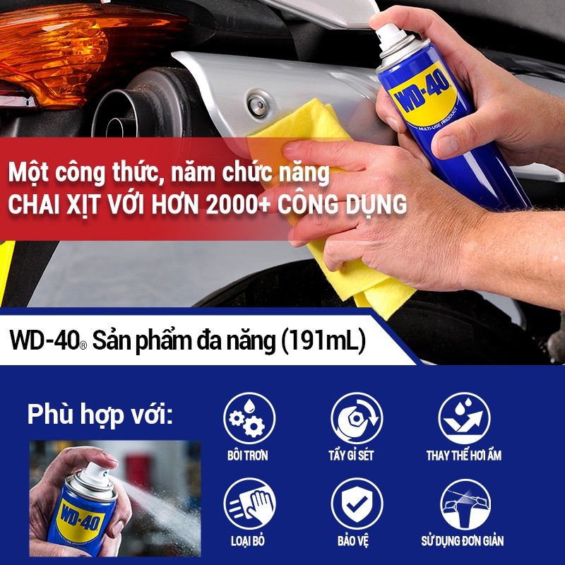 Chai Xịt Tẩy Rỉ Sét WD 40 Multi Use Chính Hãng Dầu Chống Rỉ Bôi Trơn Vệ Sinh Làm Sạch Đa Năng