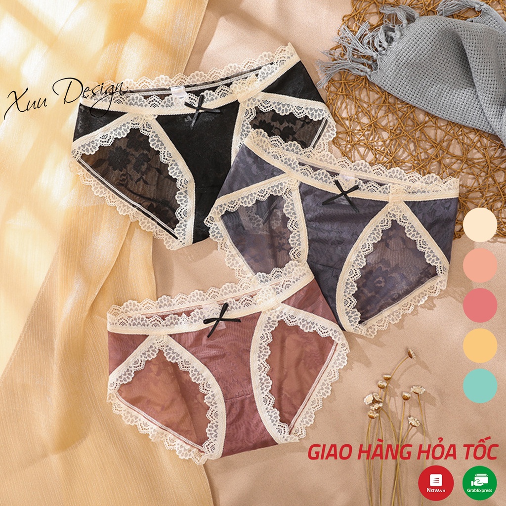 Quần lót nữ ren gấm cao cấp XUU mềm mại thoáng khí phong cách sexy QC49