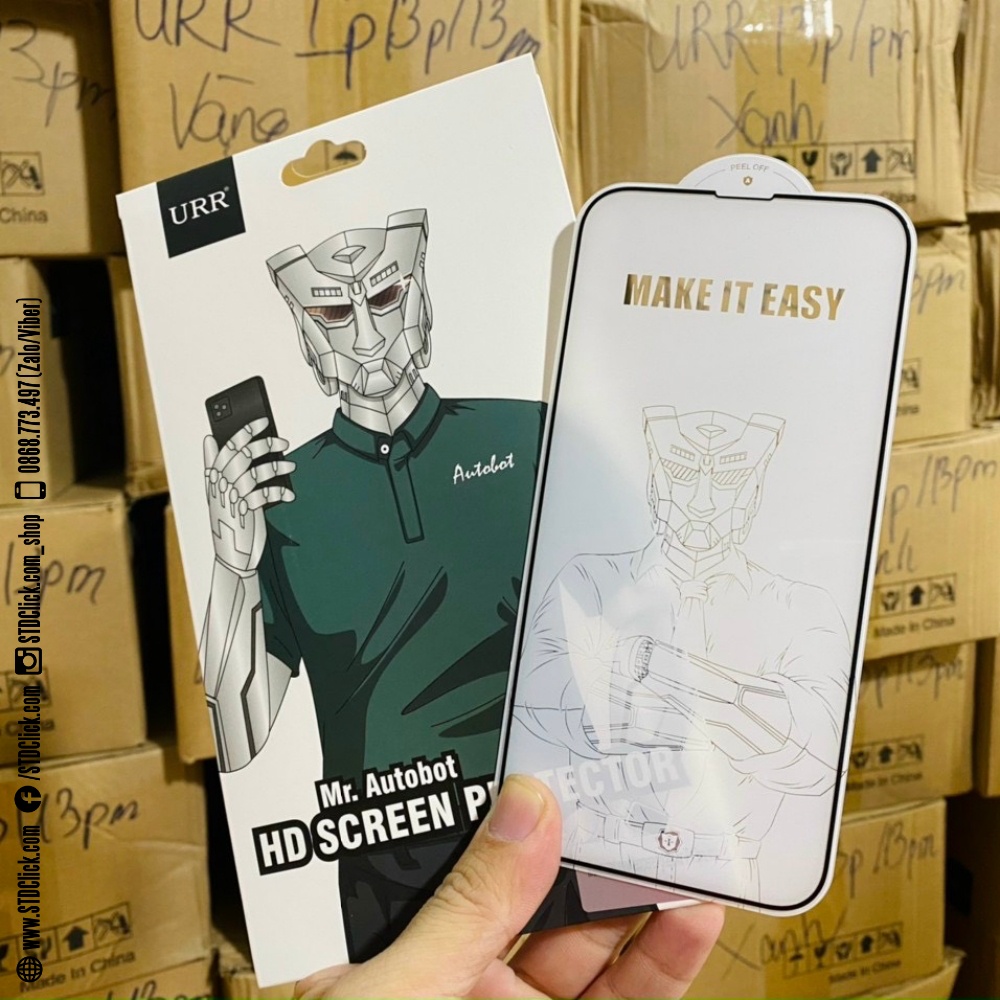 KÍNH CƯỜNG LỰC IPHONE 13 - 13 PRO - 13 PRO MAX URR AUTOBOT HD SCREEN CHÍNH HÃNG