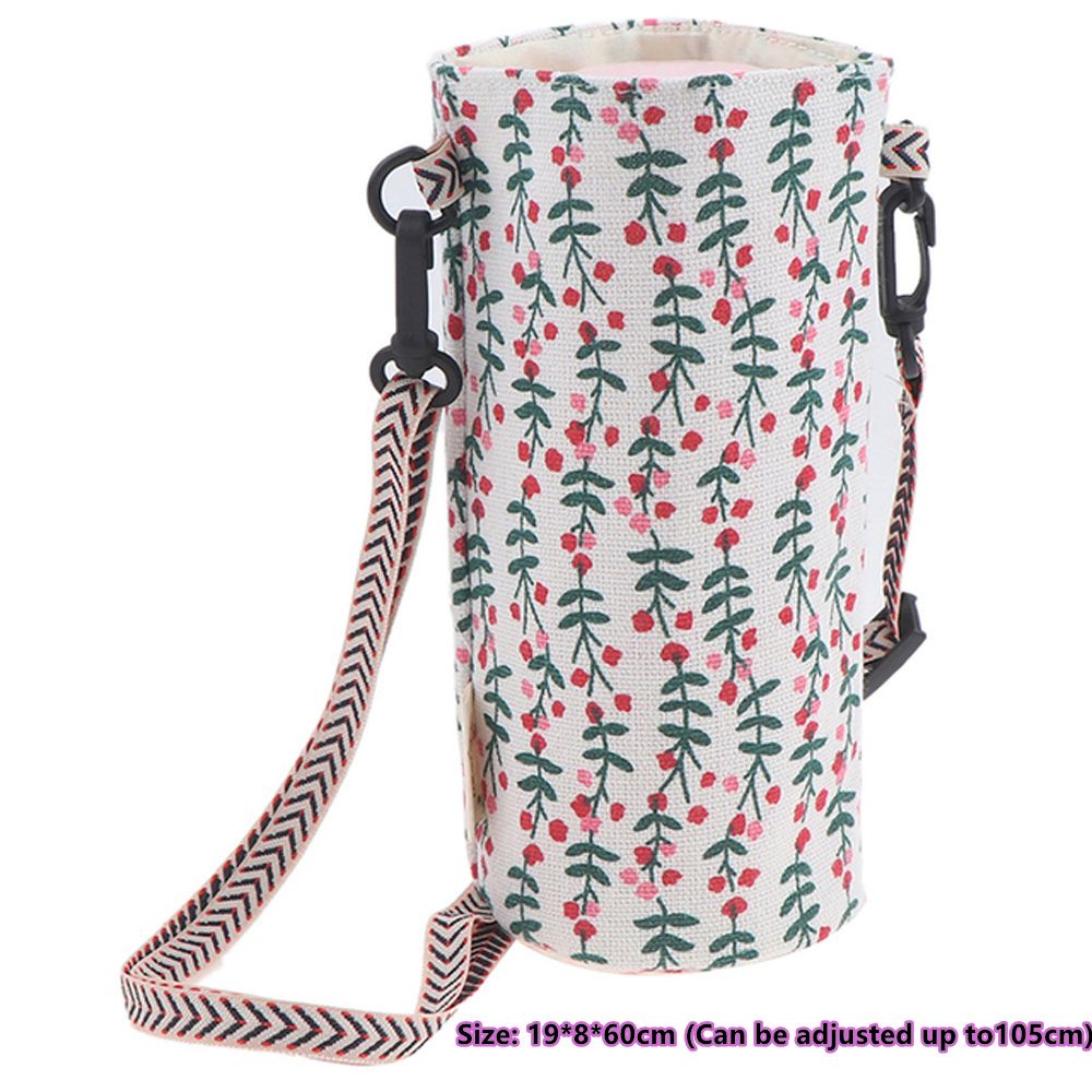 Aaron1 Túi Đeo Chéo Đựng Bình Nước Bằng Vải Cotton Lanh Có Thể Điều Chỉnh Thời Trang Cho Nữ