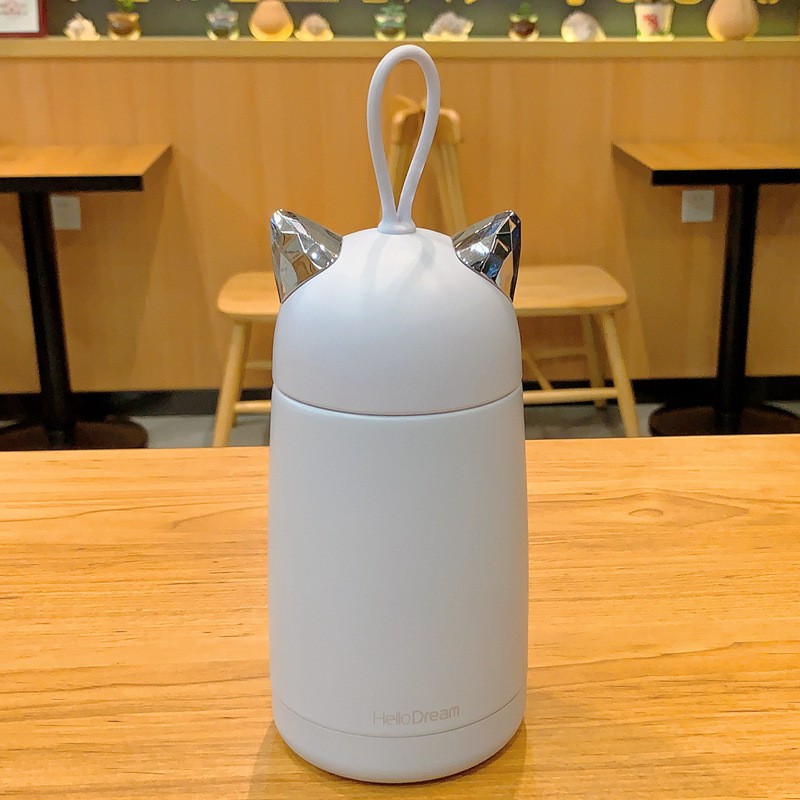 Bình giữ nhiệt tai mèo Hello dream dễ thương dung tích 330ml inox 304 giữ nhiệt 15h