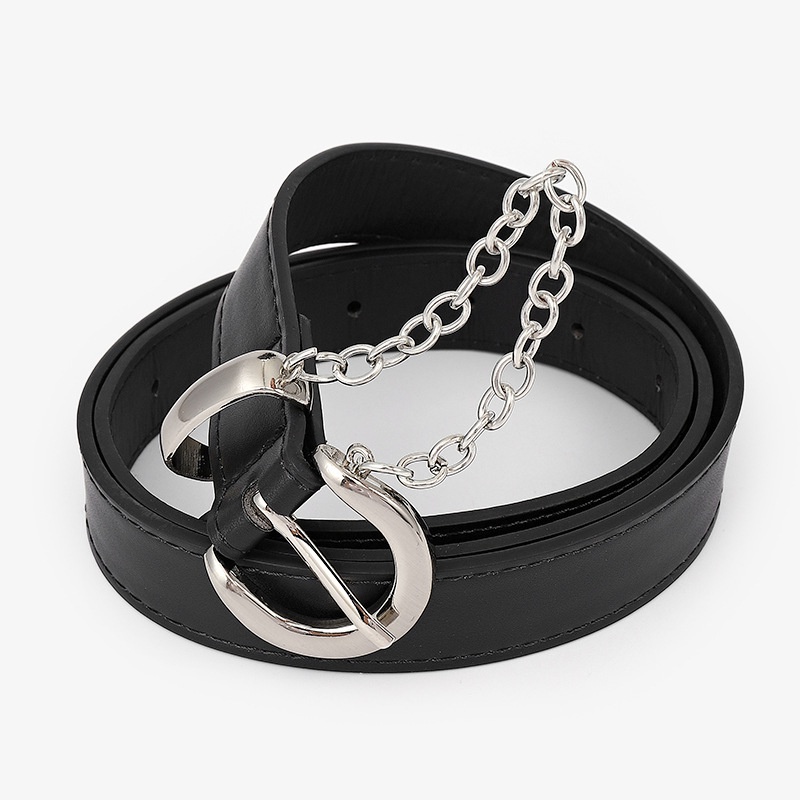 Thắt Lưng Da PU Khóa Kim Loại Bạc Thời Trang Cho Nữ