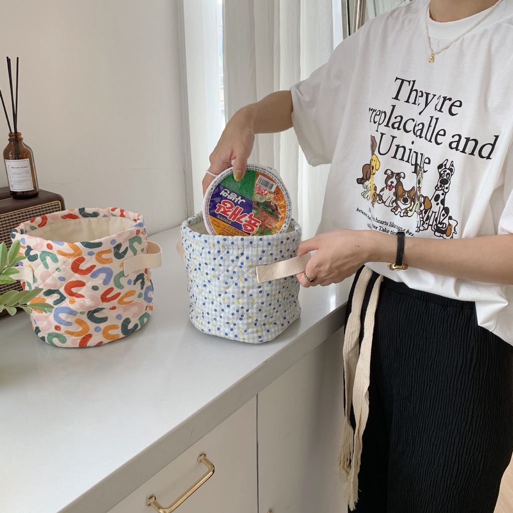 Giỏ Đựng Đồ Ăn Vặt / Đồ Chơi Bằng Vải Bạt Hình Tròn Dễ Thương