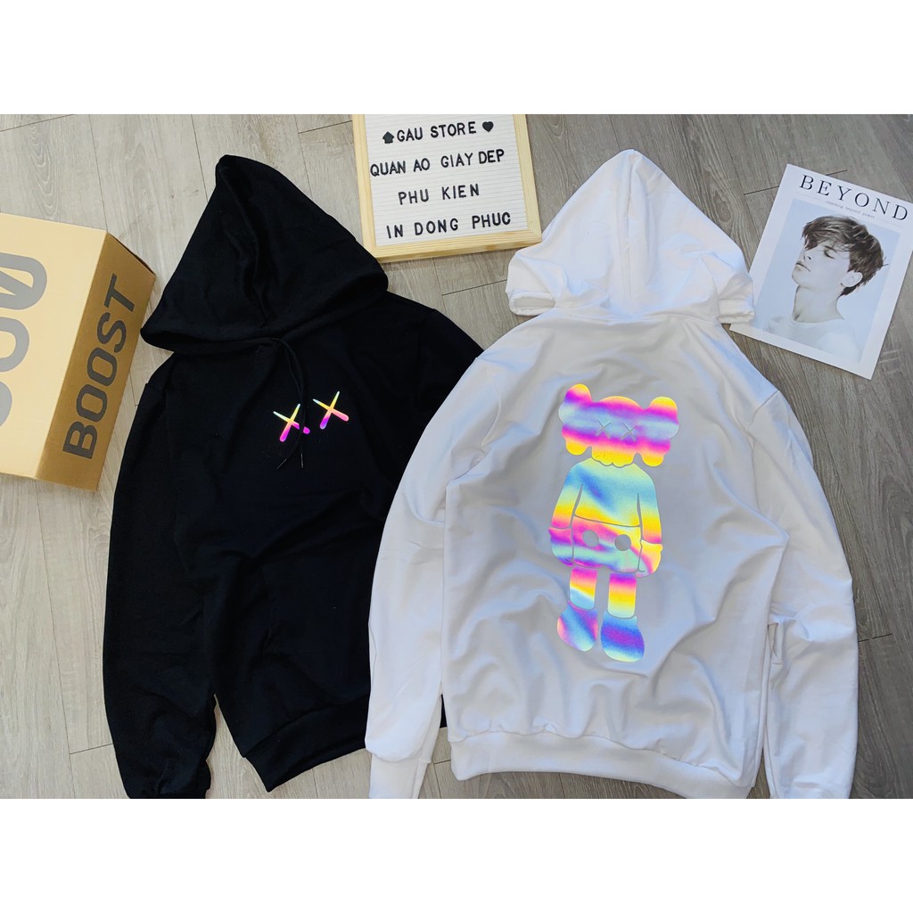 Áo khoác hoodie GẤU194 Phản quang KAWS vải nỉ co dãn, dày dặn mềm mịn form rộng | BigBuy360 - bigbuy360.vn