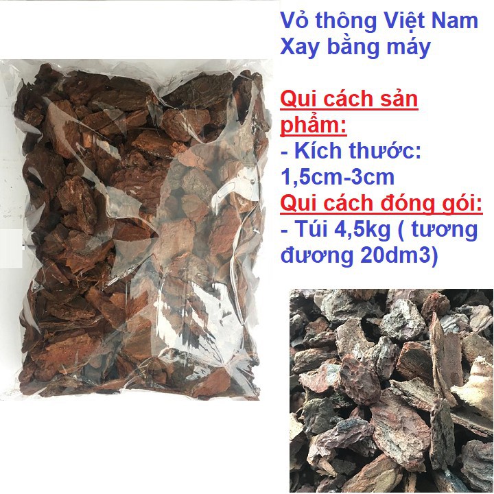 Bán sỉ Túi 4,5 kg vỏ thông trồng lan Việt Nam kích cỡ 1,5-3cm làm thể trồng lan. hàng nhập khẩu, hàng chính hãng.