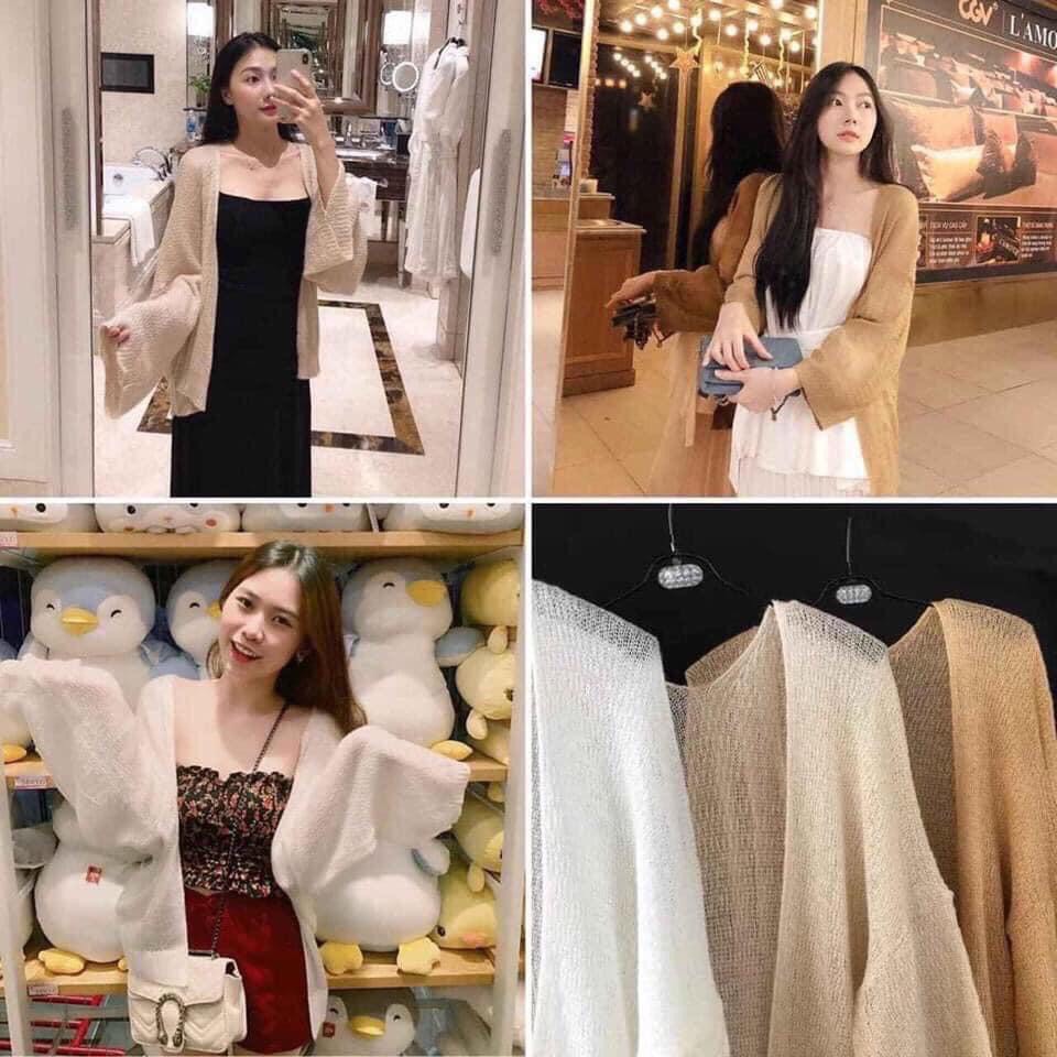 Áo Khoác Nữ Len Mỏng Cardigan Phong Cách Hàn Quốc Thoáng Mát