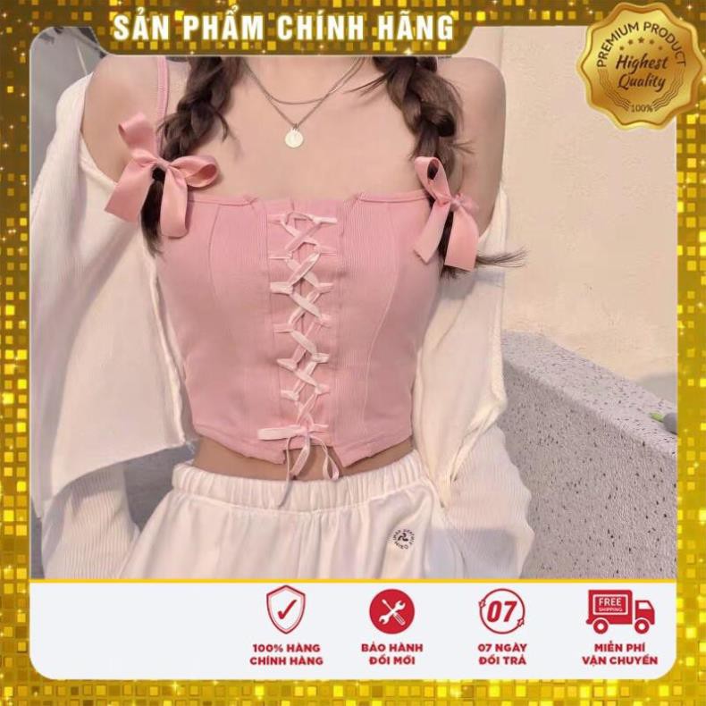 GIÁ GỐC áo len gân nữ 2 hai dây đan dây rút ngực crotop ngắn