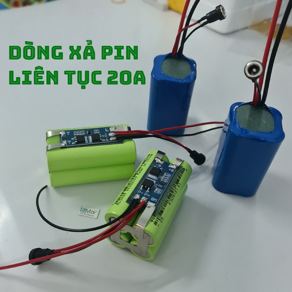 Khối pin 2S 7,2V 5000mAH - 20A. (7,2V Cạn - 8,4V Đầy). Được đóng từ 4 cell pin Lithium 18650 Mới + mạch bảo vệ 2S - Limo