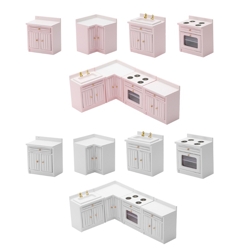 Bộ Mô Hình Tủ Bếp Mini Tỉ Lệ 1 / 12 Dùng Trang Trí Nhà Búp Bê