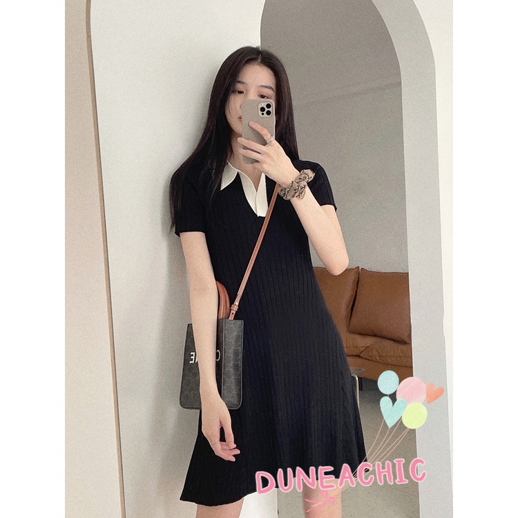 DUNEA Đầm Cổ Polo Màu Sắc Ngọt Ngào Thời Trang Cho Nữ