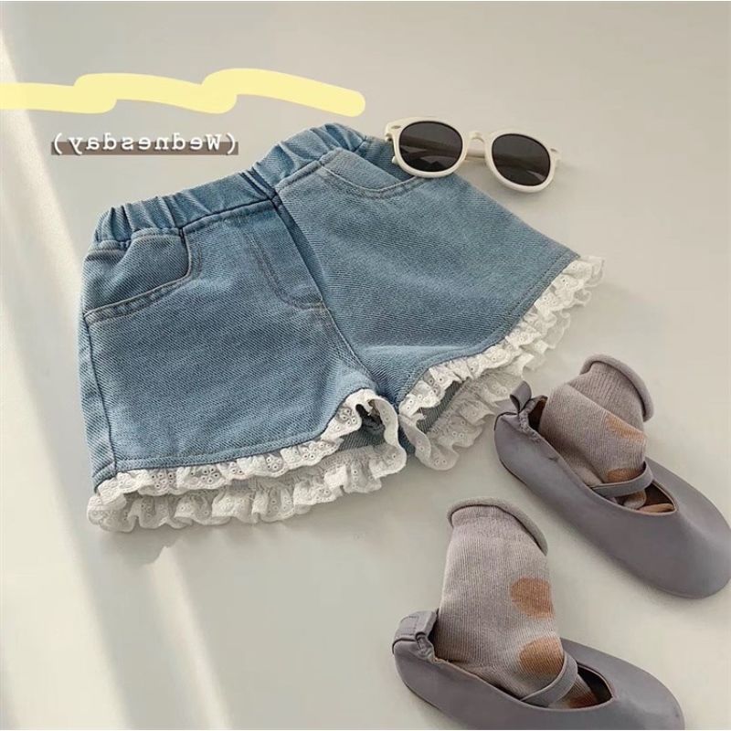 Quần short denim mềm mại thoải mái thời trang cho bé