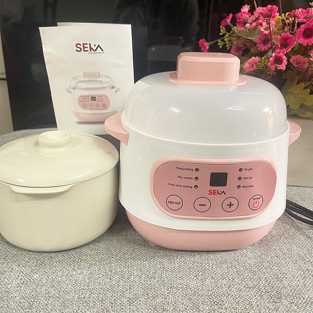 Nồi hầm cháo chậm kiêm nồi hầm và hấp thức ăn đa năng cho bé ăn dặm bằng điện dung tích 1l Seka model GT68