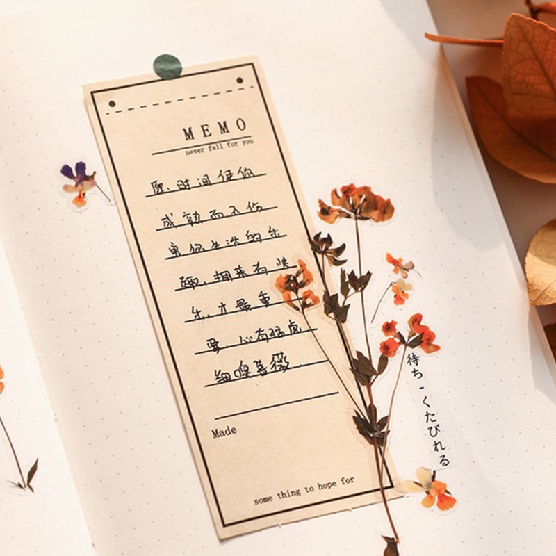 Nhãn dán họa tiết hoa nhân tạo bằng nhựa PET màu trong mờ độc đáo dùng để tự trang trí sổ thủ công
