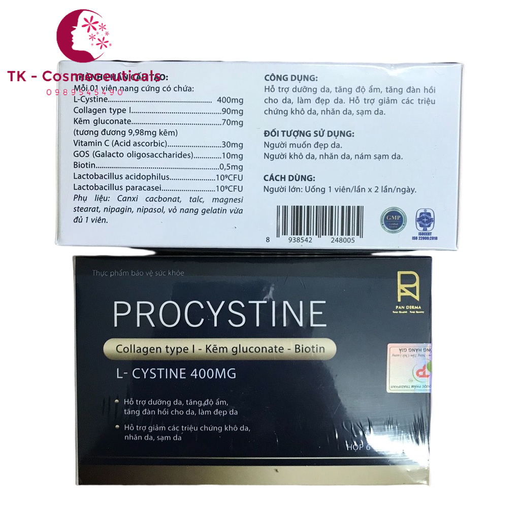Viên Uống Procystine Hỗ Trợ Giảm Mụn Đẹp Da - Hộp 60 Viên